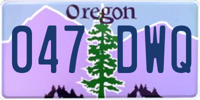 OR license plate 047DWQ