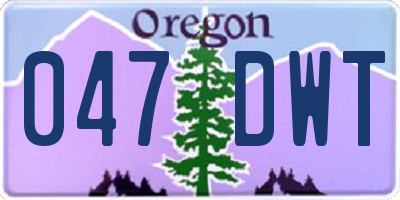 OR license plate 047DWT