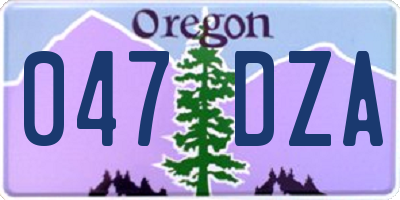 OR license plate 047DZA