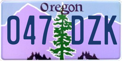 OR license plate 047DZK
