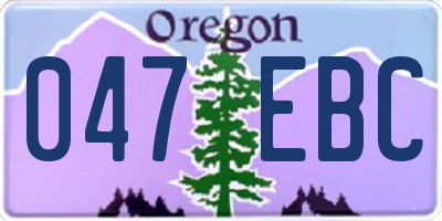 OR license plate 047EBC