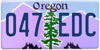 OR license plate 047EDC