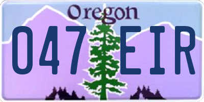 OR license plate 047EIR