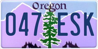 OR license plate 047ESK