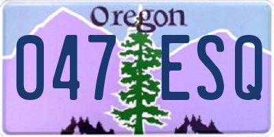 OR license plate 047ESQ
