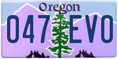 OR license plate 047EVO