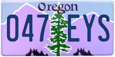 OR license plate 047EYS