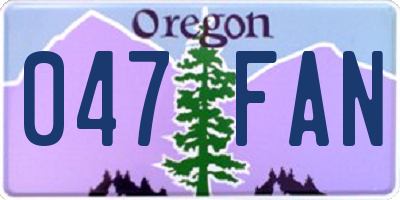 OR license plate 047FAN