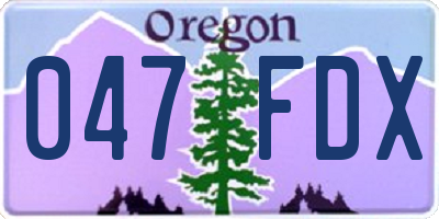OR license plate 047FDX