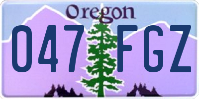 OR license plate 047FGZ