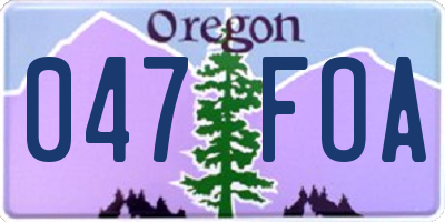 OR license plate 047FOA