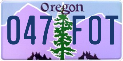OR license plate 047FOT