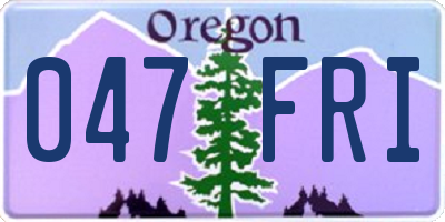 OR license plate 047FRI