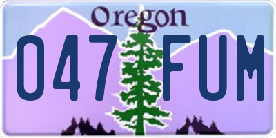 OR license plate 047FUM