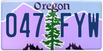 OR license plate 047FYW