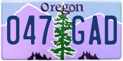 OR license plate 047GAD