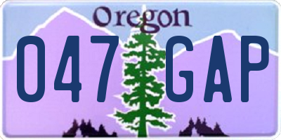 OR license plate 047GAP