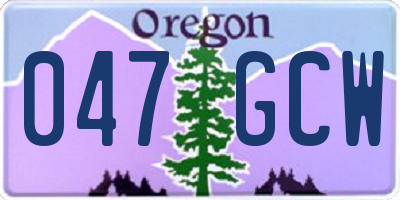 OR license plate 047GCW