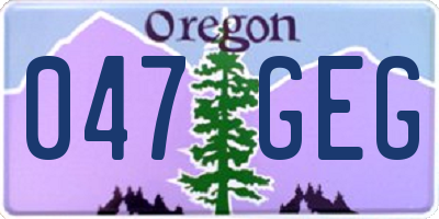 OR license plate 047GEG