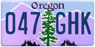 OR license plate 047GHK