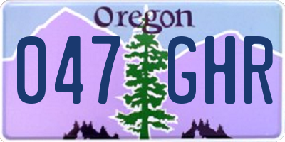 OR license plate 047GHR
