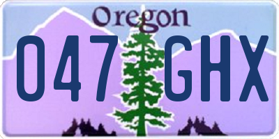 OR license plate 047GHX