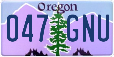 OR license plate 047GNU