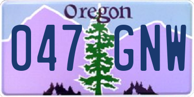 OR license plate 047GNW