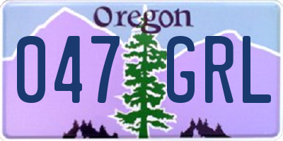 OR license plate 047GRL