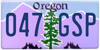 OR license plate 047GSP