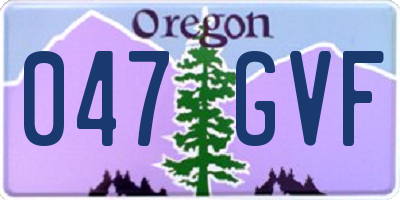 OR license plate 047GVF