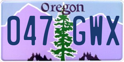 OR license plate 047GWX