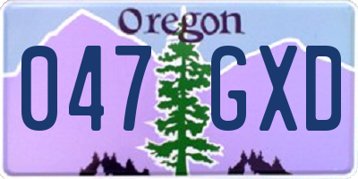 OR license plate 047GXD
