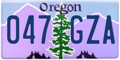 OR license plate 047GZA