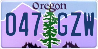 OR license plate 047GZW