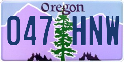 OR license plate 047HNW