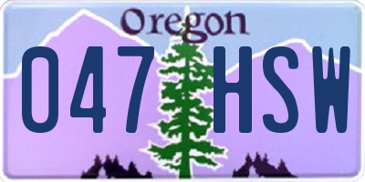 OR license plate 047HSW
