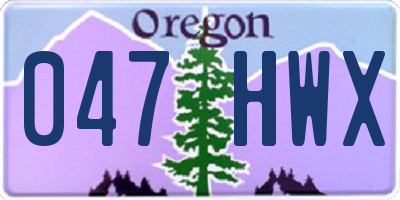 OR license plate 047HWX