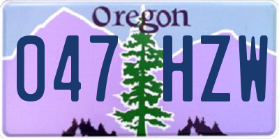 OR license plate 047HZW
