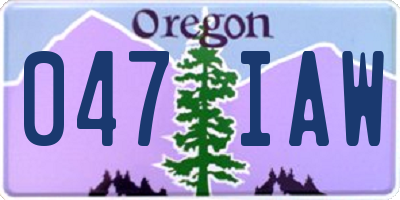 OR license plate 047IAW