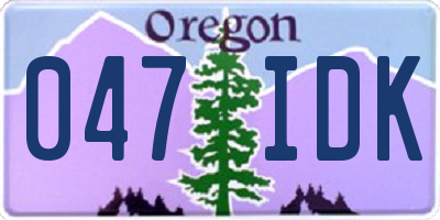 OR license plate 047IDK