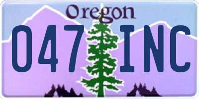 OR license plate 047INC