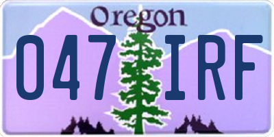 OR license plate 047IRF