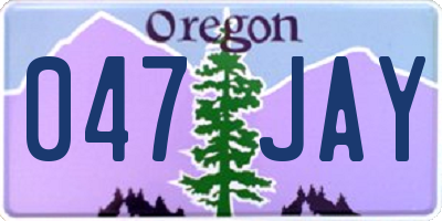 OR license plate 047JAY