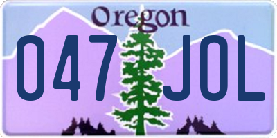 OR license plate 047JOL