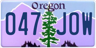 OR license plate 047JOW