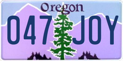 OR license plate 047JOY