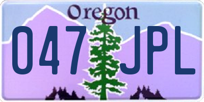 OR license plate 047JPL