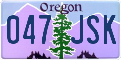 OR license plate 047JSK