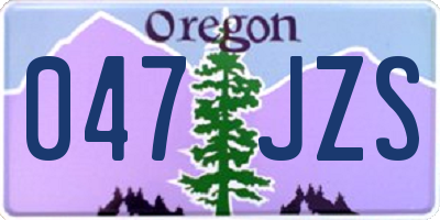 OR license plate 047JZS